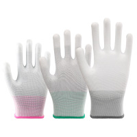 匹牧 PM-ST-G055 防静电手套 尼龙浸胶白pu涂指 L码A1 12双/打 单位:双(单双不发货)