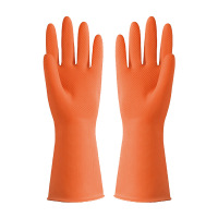 匹牧 PM-ST-G068 乳胶手套 天然乳胶橘色清洁浸绒*M码74g 12双/打 单位:双(单双不发货)