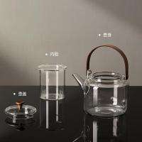 鸣盏玻璃煮茶器烧水壶耐高底温煮茶玻璃提梁壶茶水分离泡茶器沏茶具MZ8021A(玻璃提梁壶)600ml