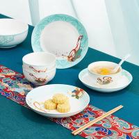 共禾京品(JINGREPUBLIC)敦煌飞天新骨瓷餐具32头中式碗碟盘家用盒装32头餐具组-敦煌飞天