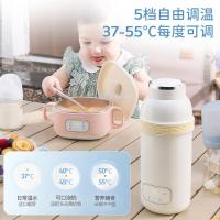 摩飞电器无线便携式恒温水壶婴儿泡奶杯外出恒温调奶杯儿童保温水杯MR5600糖果粉450ml