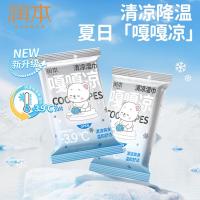 润本(RUNBEN)清凉湿巾夏天提神清凉降温止汗便携小包湿巾冷感湿纸巾随身装10抽×10包[劲凉型]