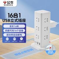 公牛(BULL)公牛立式USB过载保护插座/插线板/接线板/排插12位总控开关+2A2C全长1.6米