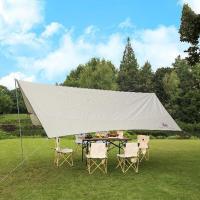 徽羚羊帐篷防雨布天幕户外遮阳超轻便携大凉棚野露营防雨遮阳棚4.5*4.5M白色+一桌六椅碳钢长桌