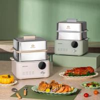 大宇(DAEWOO)家用多功能电蒸锅大容量双层不锈钢蒸炖蒸锅12L[DYZL-12L35莫兰迪绿]