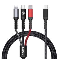 忆捷(EAGET)EC011100W快充一拖三数据线高效传输适用苹果Type-C华为安卓手机