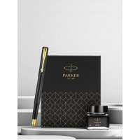 派克(PARKER)钢笔威雅XL经典黑金夹墨水笔+小墨水礼盒