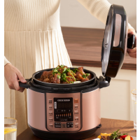 美的智能5L圆形电饭煲金属色底盘加热不粘内胆微电脑控制支持预约液晶显示3-6人实用