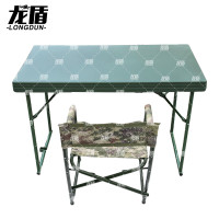 龙盾1.1米野战桌椅 野外训练军绿色便携式塑胶指挥桌丛林(1桌1椅)