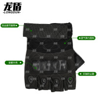 龙盾战术半指手套男士格斗拳击户外骑行机车运动健身全指黑色绿色沙色 [黑色]半指手套