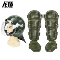 龙盾户外防暴保安头盔带透明面罩+防暴护腿军绿防刀耐砍防护