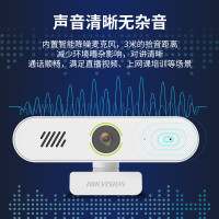 海康威视HIKVISION电脑摄像头1080P高清USB免驱带麦克风扬声器摄像机网课家用直播视频会议E12S磨砂白