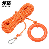 龙盾 30米救生绳12mm游泳漂浮水上救生圈浮索救援装备配钩浮圈