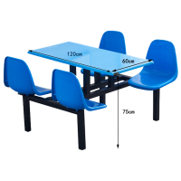 凌迪星食堂连体餐桌1.2*0.6*0.75m套