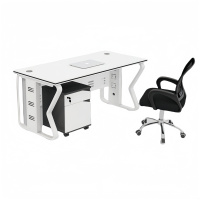 攸形办公桌120*60*75cm含柜椅套