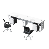 攸形办公桌240*60*75cm并排含柜椅套