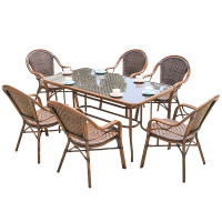 攸形户外桌椅150*80*75cm+6椅套