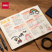 得力(deli) 2024年日程本365天日计划本25K96张绑带效率手册笔记本本子todolist 工作本记事本 黑色