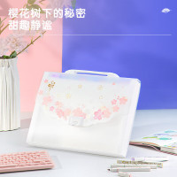 得力(deli)A4/13格手提光樱下风琴包 时尚款资料册 试卷票据收纳 文件保护 红 72543