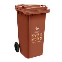 敏胤MYL-7120-2户外分类标识垃圾桶(带轮)湿垃圾咖啡色120L(单位:个)(XY)