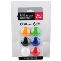 得力(deli)30mm混色白板黑板写字板磁钉白板配件6支/卡7825