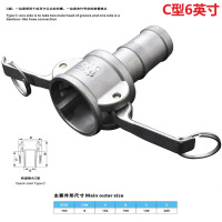 长川海比特不锈钢快速接头活接卡扣式直通气动管扳把式油管快装插接头4分-4寸 304DN150(6寸宝塔母头) C型