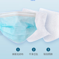 添盾 TD9102蓝 三层蓝色一次性平面口罩 独立装2盒(50只/盒;40盒/箱)