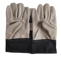 添盾 TD-GL5610 单半皮海员手套(牛皮,均码,加厚蓝色帆布,掌心皮,涤纶双股线)批次混色发货