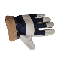 添盾 TD-GL5611 单半皮加棉防寒海员手套(牛皮,均码,加厚蓝色帆布,掌心皮,涤纶双股线,加棉防寒)批次混色发货