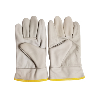 添盾 TD-GL5613 全皮加绒防寒海员手套(牛皮,均码全皮,整掌整背,加绒防寒,黄色锁边)批次混色发货