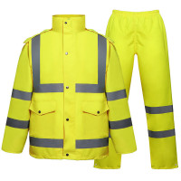 添盾 TD-BP604荧光绿 带反光条双层分体雨衣(带网格内衬)荧光黄 M-XXXXL码
