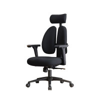 嵋里 人体工学椅双背网布办公家用电脑电竞游戏椅升降扶手黑色