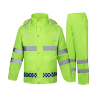 猎邺 防汛雨衣套装抗洪抢险防汛防水成人雨衣反光分体式雨衣 [分体式-荧光绿-3XL]
