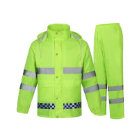 猎邺 防汛雨衣套装抗洪抢险防汛防水成人雨衣反光分体式雨衣 [分体式-荧光绿-2XL]