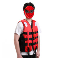 辕士 专业救生衣 大浮力成人钓鱼马甲海钓浮潜装备救生衣抗洪漂流带口哨 成人款卡扣式[红色 XL码]