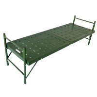猎邺 简易便携野战行军床折叠床单人士兵单层两折铁床军绿色