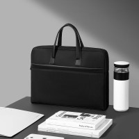 嵋里 公文包加宽商务男女职业文件袋/涤纶手提包/文件包/资料袋 黑色