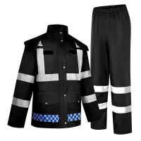 猎邺 防汛雨衣套装抗洪抢险防汛防水成人雨衣反光分体式雨衣 [分体式-黑色-XL]