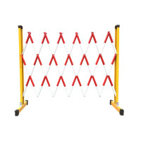 嵋里 伸缩围栏杆 学校道路施工隔离可移动防护围栏 绝缘隔离伸缩围栏[红白玻璃钢]高1.2m展开5.0m