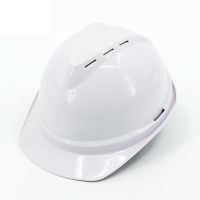 嵋里 加厚V型防尘ABS安全头盔工地施工防砸透气安全帽 502ABS按压白色