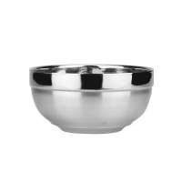 猎邺 304不锈钢碗14cm餐具碗加厚双层隔热 防烫耐摔 1只装