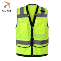 CNSS 反光背心多功能马甲安全背心可印字交通环卫马甲骑行防护服 荧光黄 280g/件 S,M,L