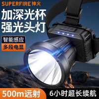 Superfire 大光杯感应HL98-S头灯 可调节式松紧带实时电显户外照明头灯 黑色