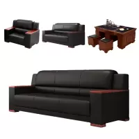 悦兴诚皮质沙发206*84*93cm(1+2+3)+功夫茶几套