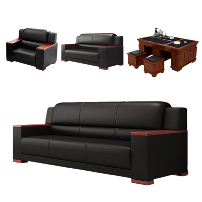 悦兴诚皮质沙发206*84*93cm(1+2+3)+功夫茶几套
