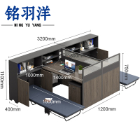 铭羽洋屏风办公桌3.2m带床柜套