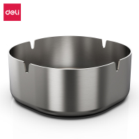 得力LQ172-烟灰缸(大号)(不锈钢本色)(1个装)