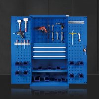 汇得立工具柜汽修车间工具收纳柜工具箱多层置物柜储物柜带网内三斗蓝色