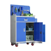 汇得立蓝色矮柜汽修工具车移动多功能工具车车间储物柜一抽带网工具车蓝色