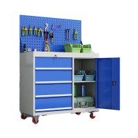 汇得立蓝色矮柜汽修工具车移动多功能工具车车间储物柜左四抽右单门蓝色